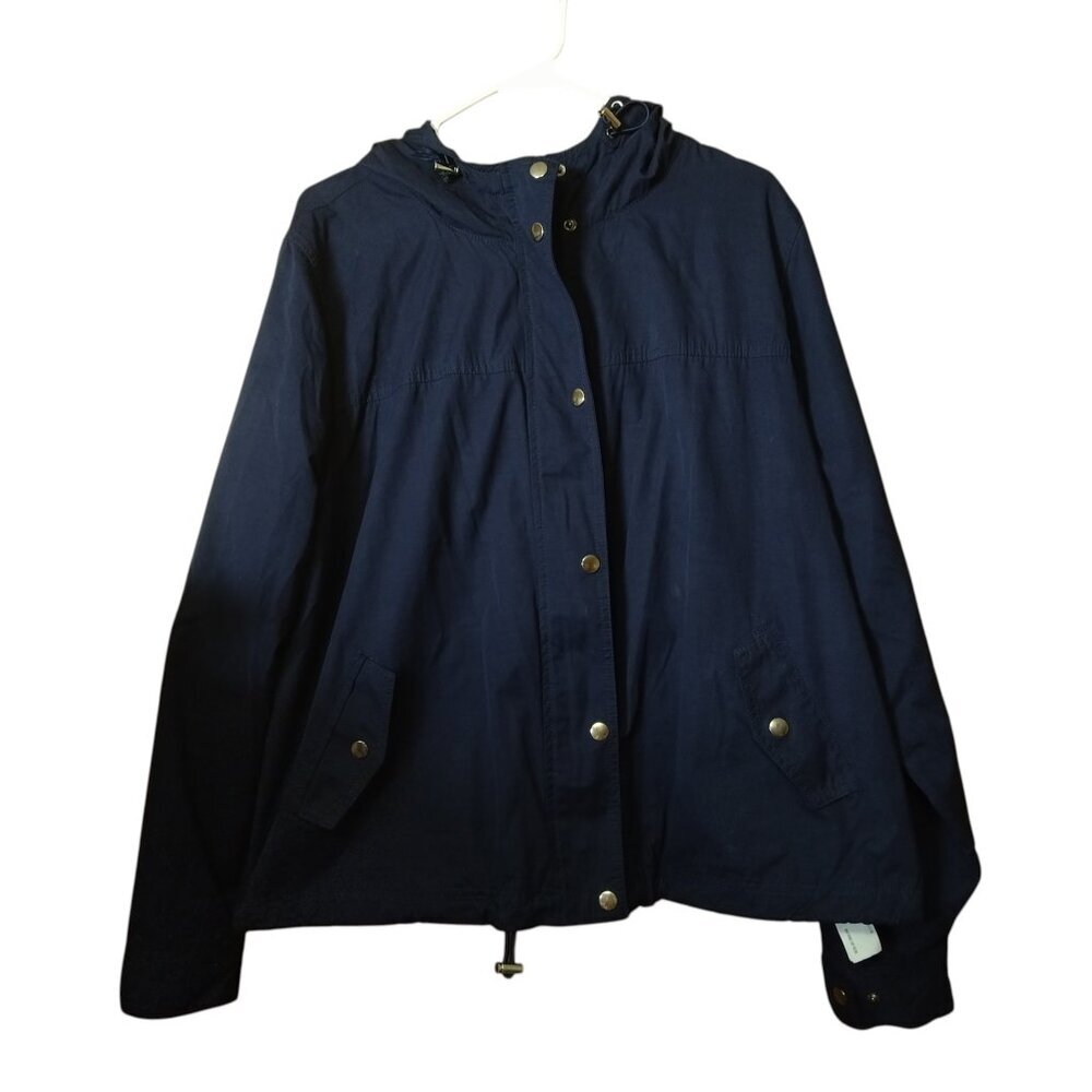 Forever 21+ Women's 3X Navy Hooded Jacket Coat Outdoor Casual Zip/Snap Closure